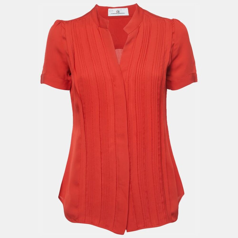 Ch Carolina Herrera Red Silk Top S